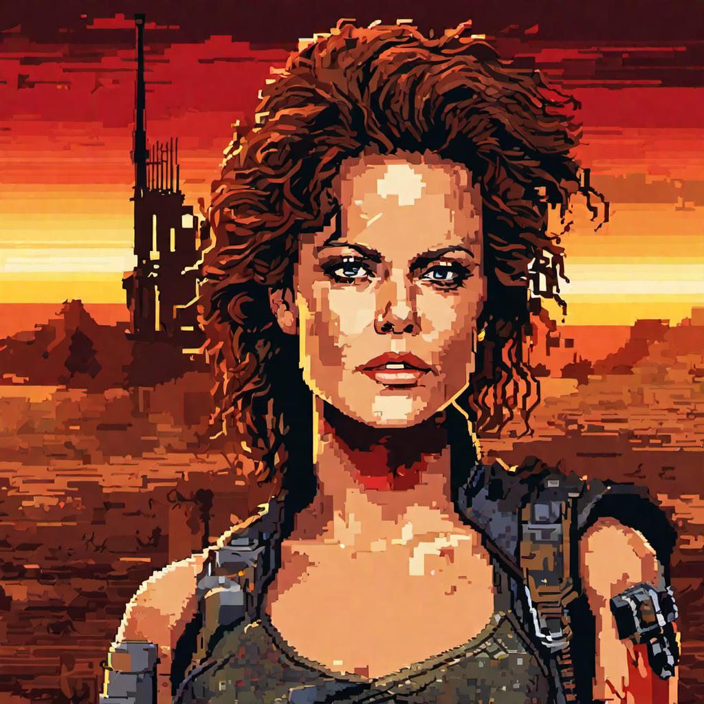 صورة مولدة بالذكاء الاصطناعي: 8-bit Avatar of Sigourney Weaver (نموذج Stable Diffusion - صور شخصية)