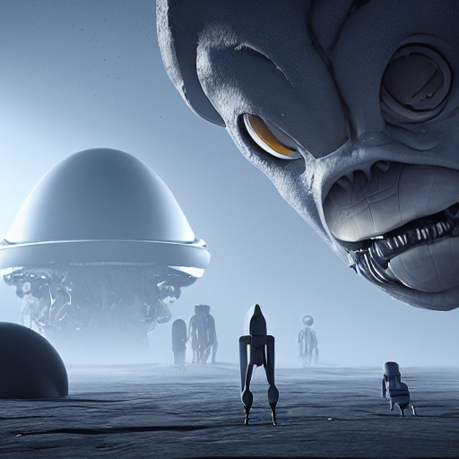 Stable Diffusion prompt: grey aliens with large eyes watc...
