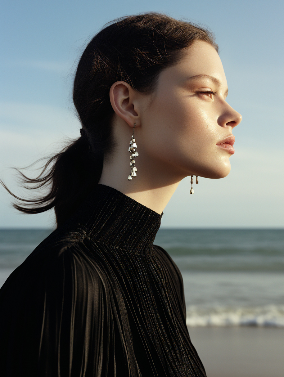 AI generated: Midjourney prompt: a woman standing on top of a beach next to the oce... (Midjourney - Portraits)