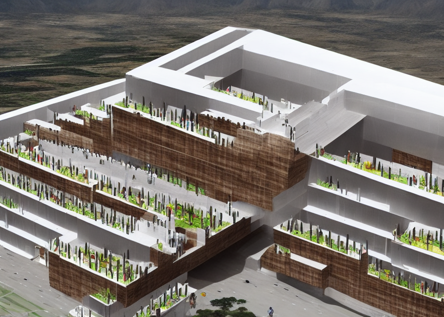Stable Diffusion prompt: edificio de gastronomia vista en...