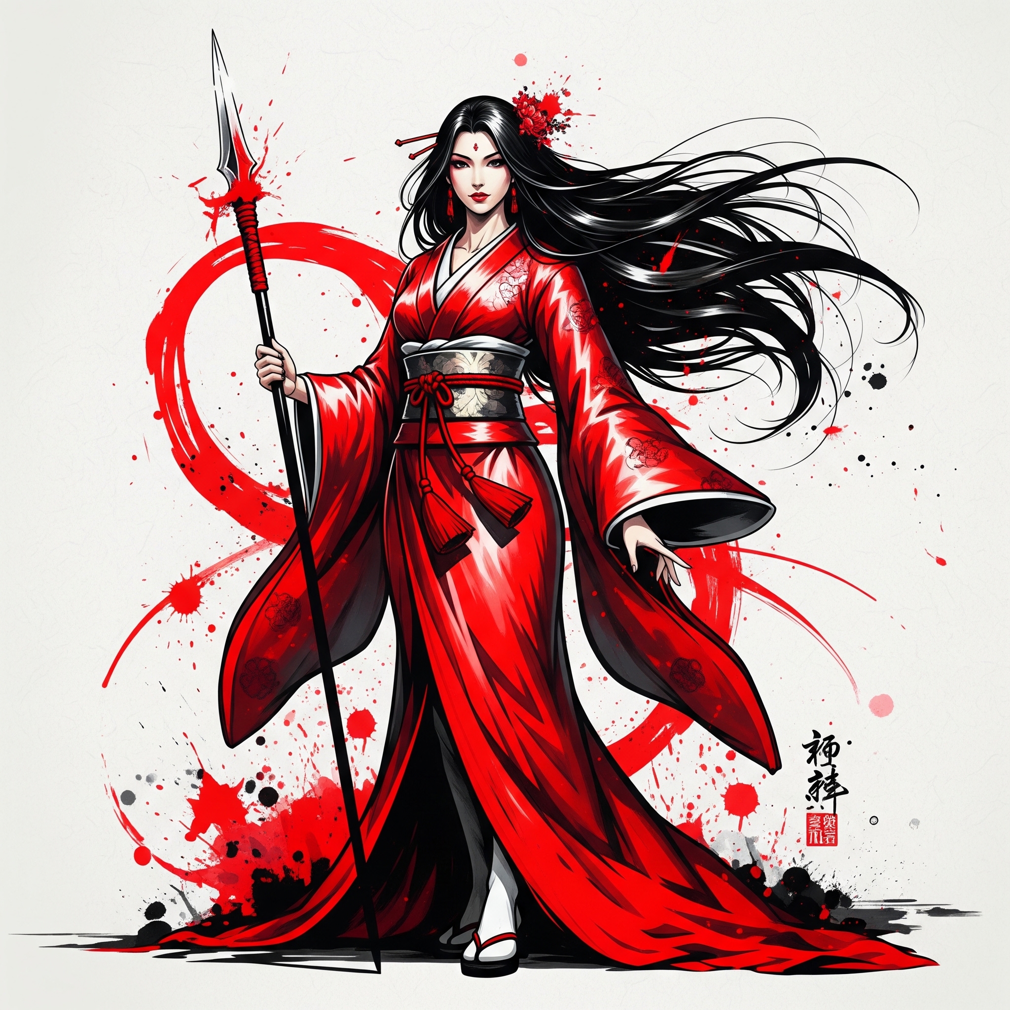 ChatGPT Image prompt: Dynamic full-body portrait of a pow...