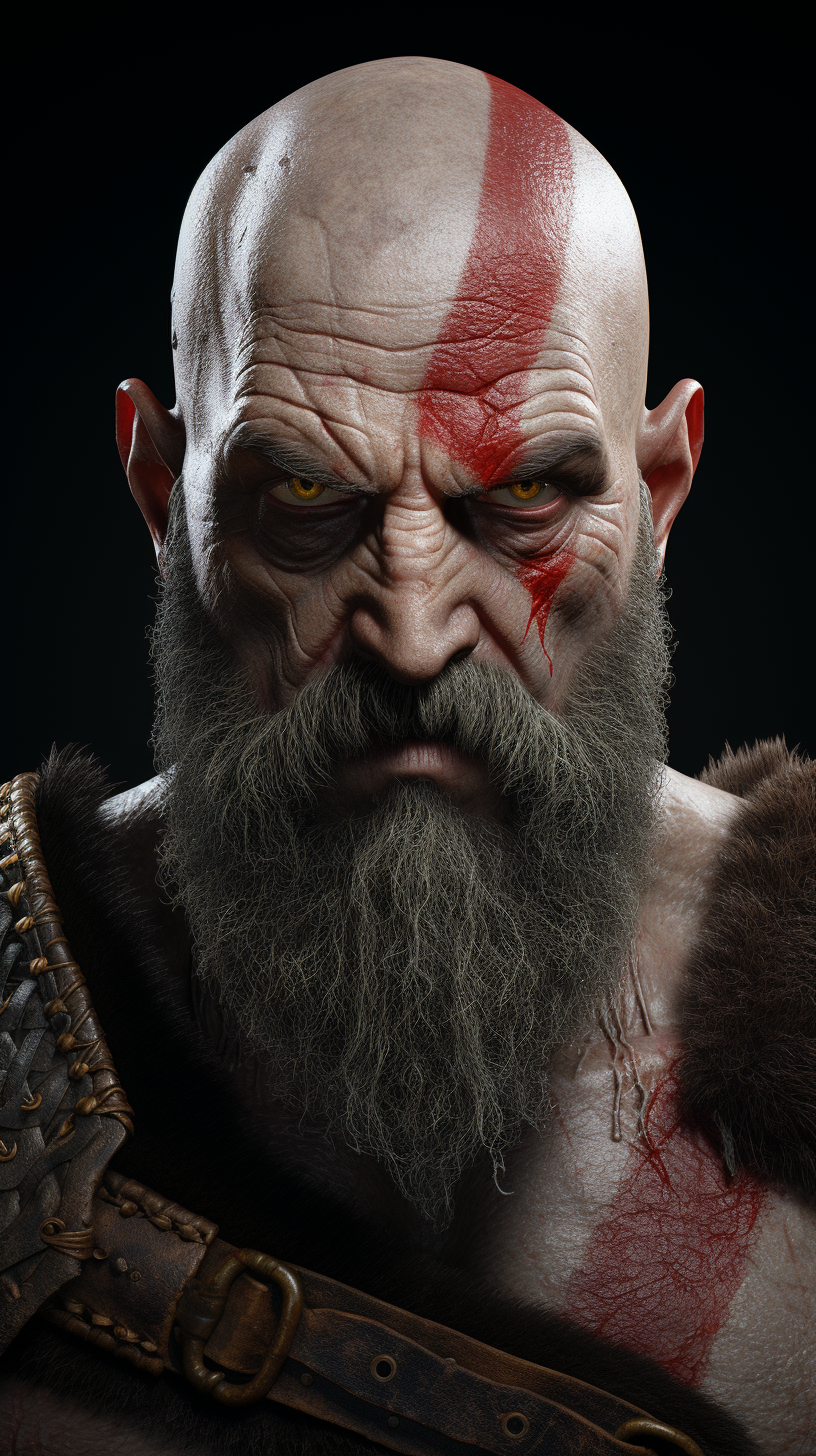 AI generated: Midjourney prompt: Hyper realistic God of War character design, Krato... (Midjourney - Concept Art)