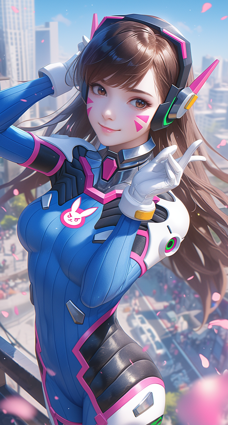 AI generated: Midjourney prompt: Create an action shot of Dva from the Overwatch ga... (Midjourney - Anime)