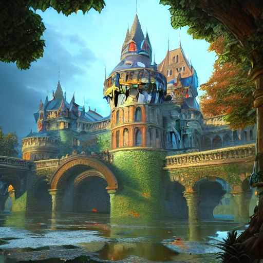 Stable Diffusion prompt: Hyperdetailed Ancient Castle Sur...