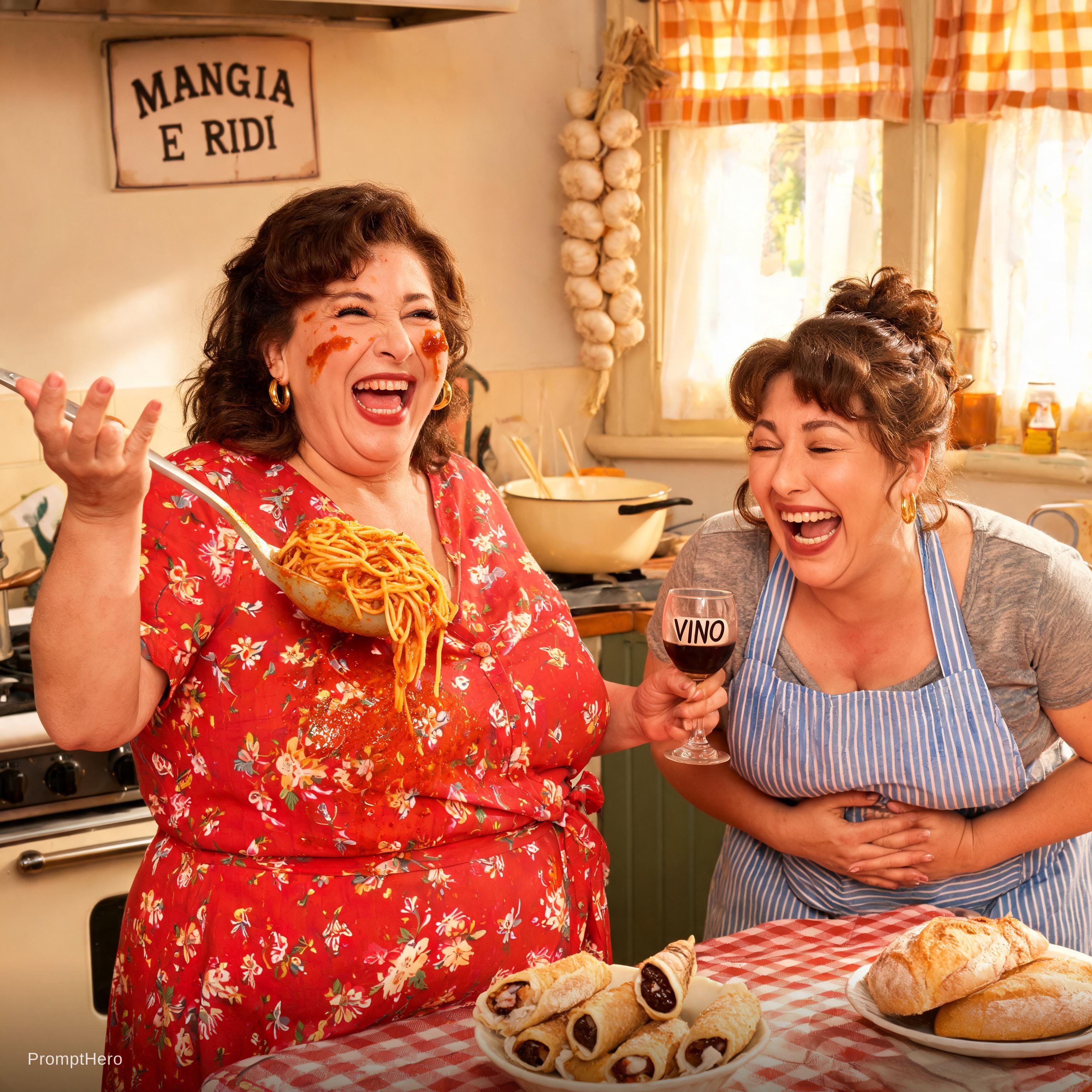 Seedream 5 prompt: Pre menapausal bbw Italian women in hilarious situ... - Seedream 5