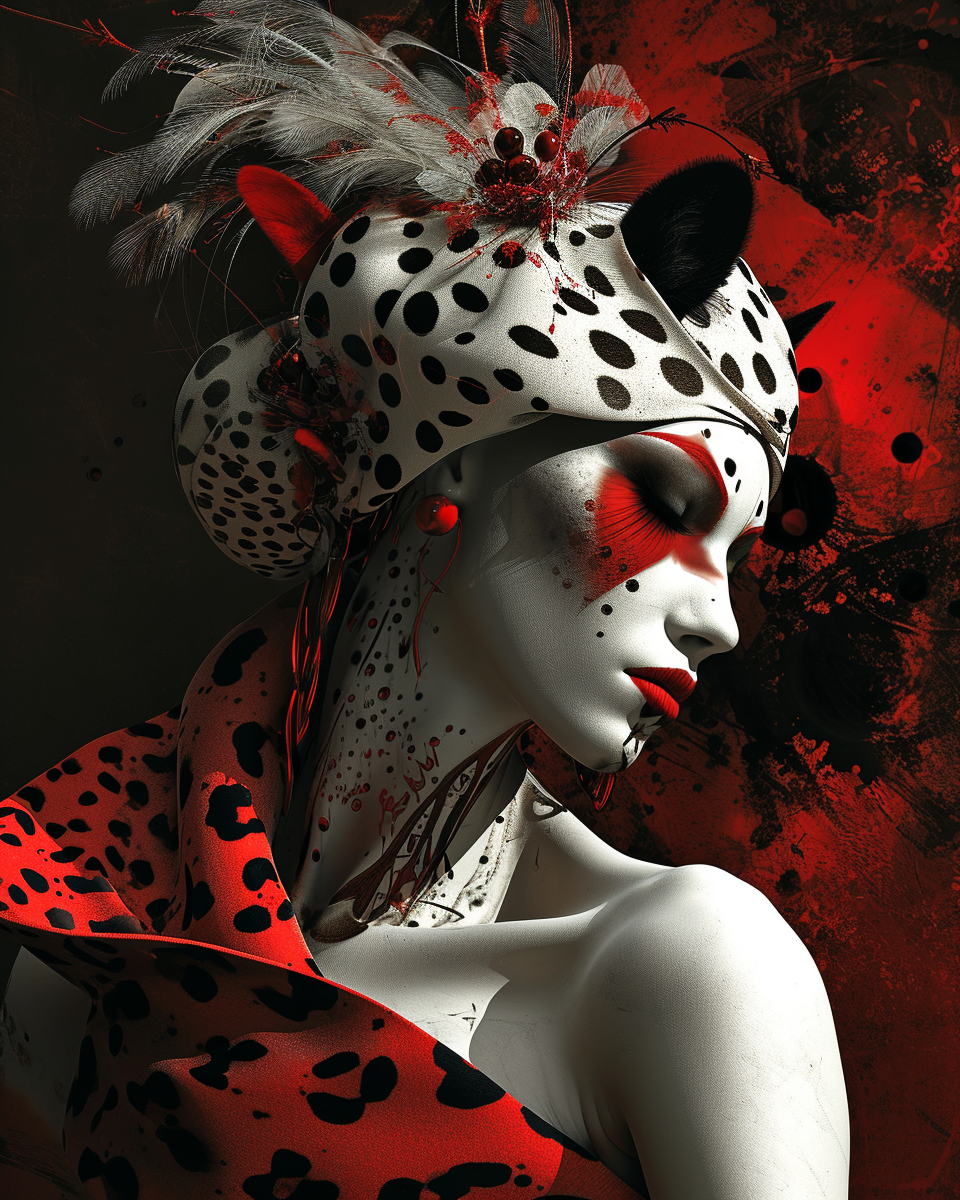 AI generated: Black, white, red (Midjourney - Fashion)