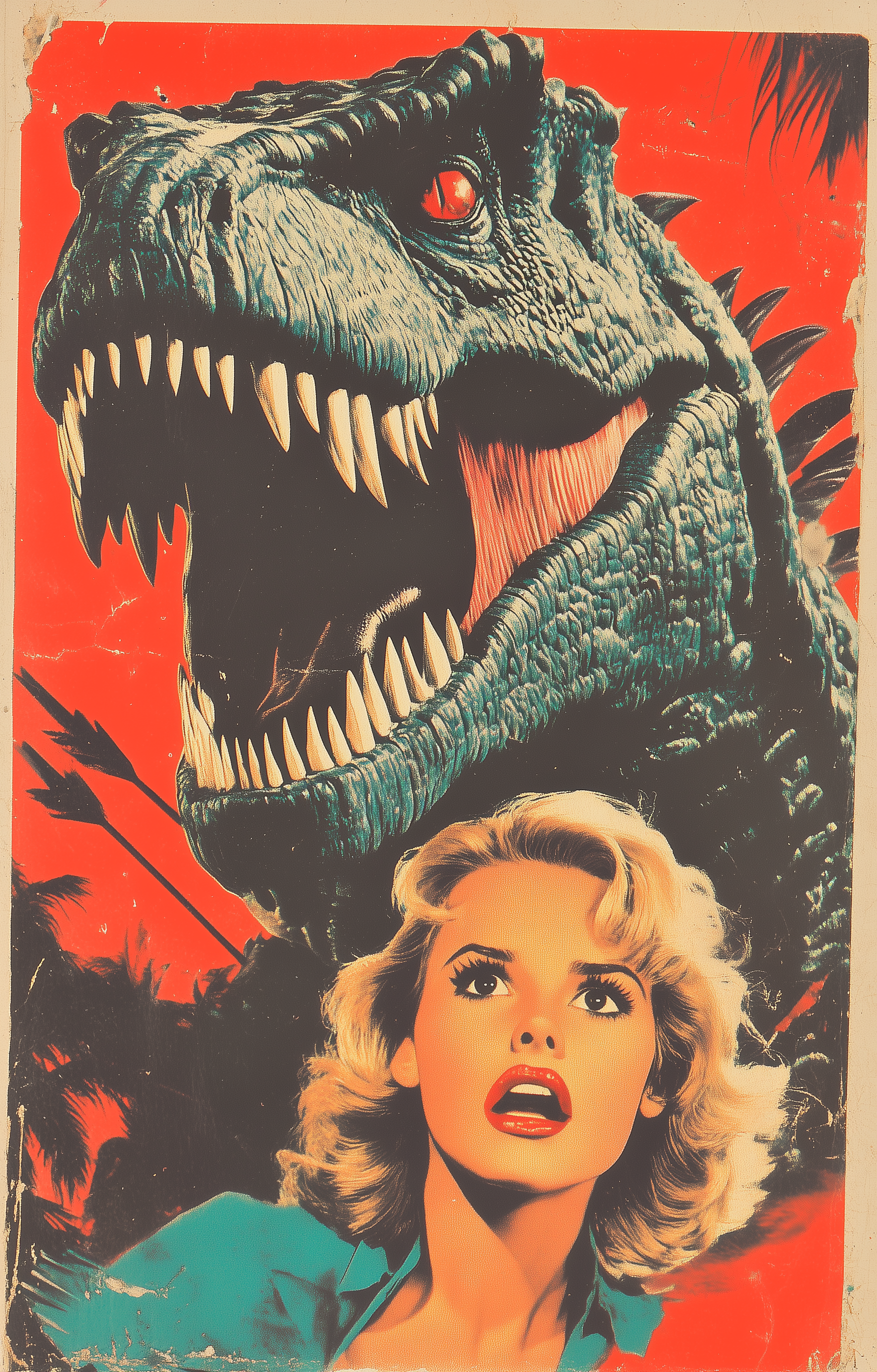 AI generated: Midjourney prompt: Vintage pulp cover of a blonde woman being chased ... (Midjourney - Concept Art)