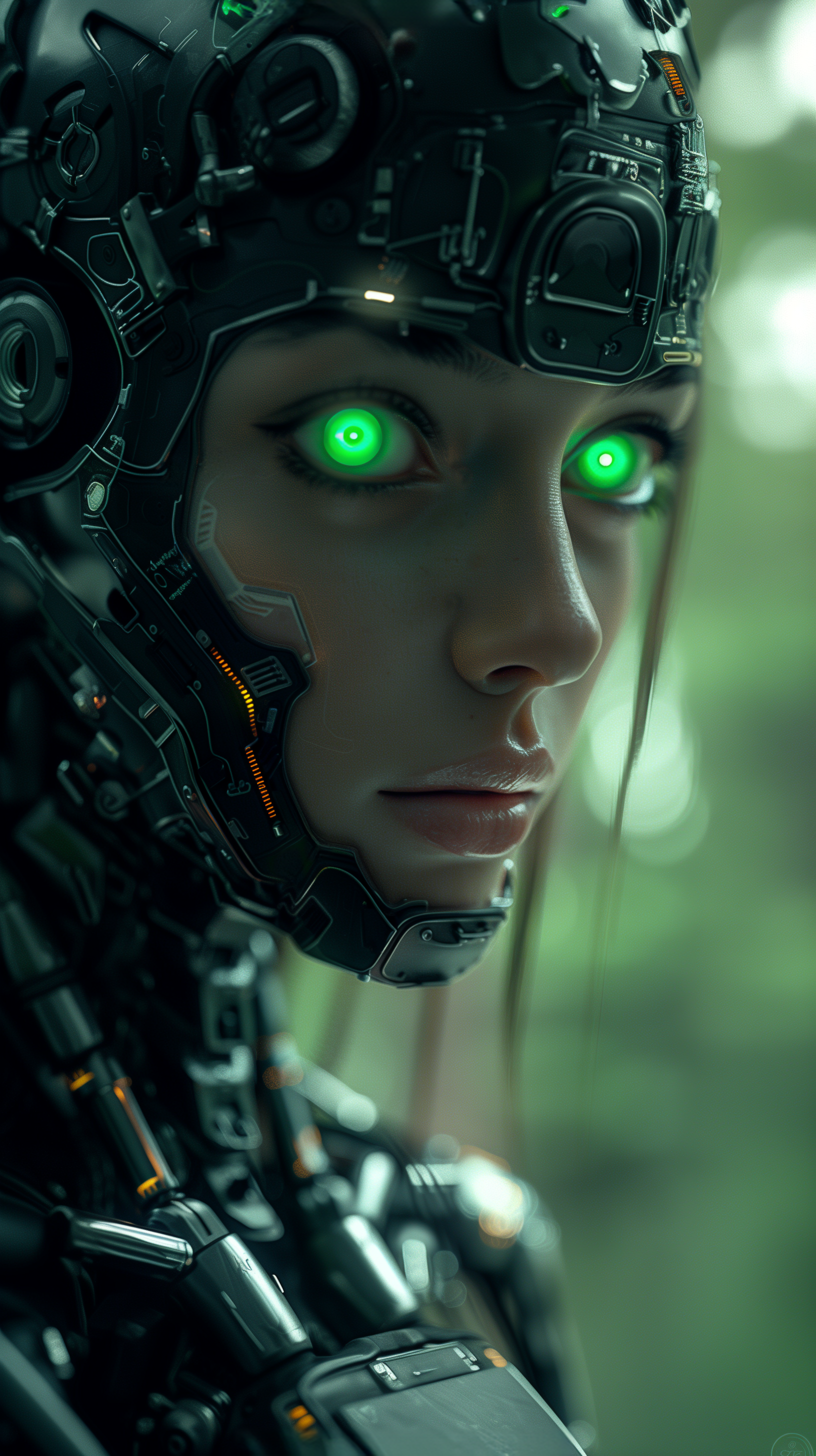AI generated: Midjourney prompt: close-up portrait of a complex robot in a dimly li... (Midjourney - Portraits)