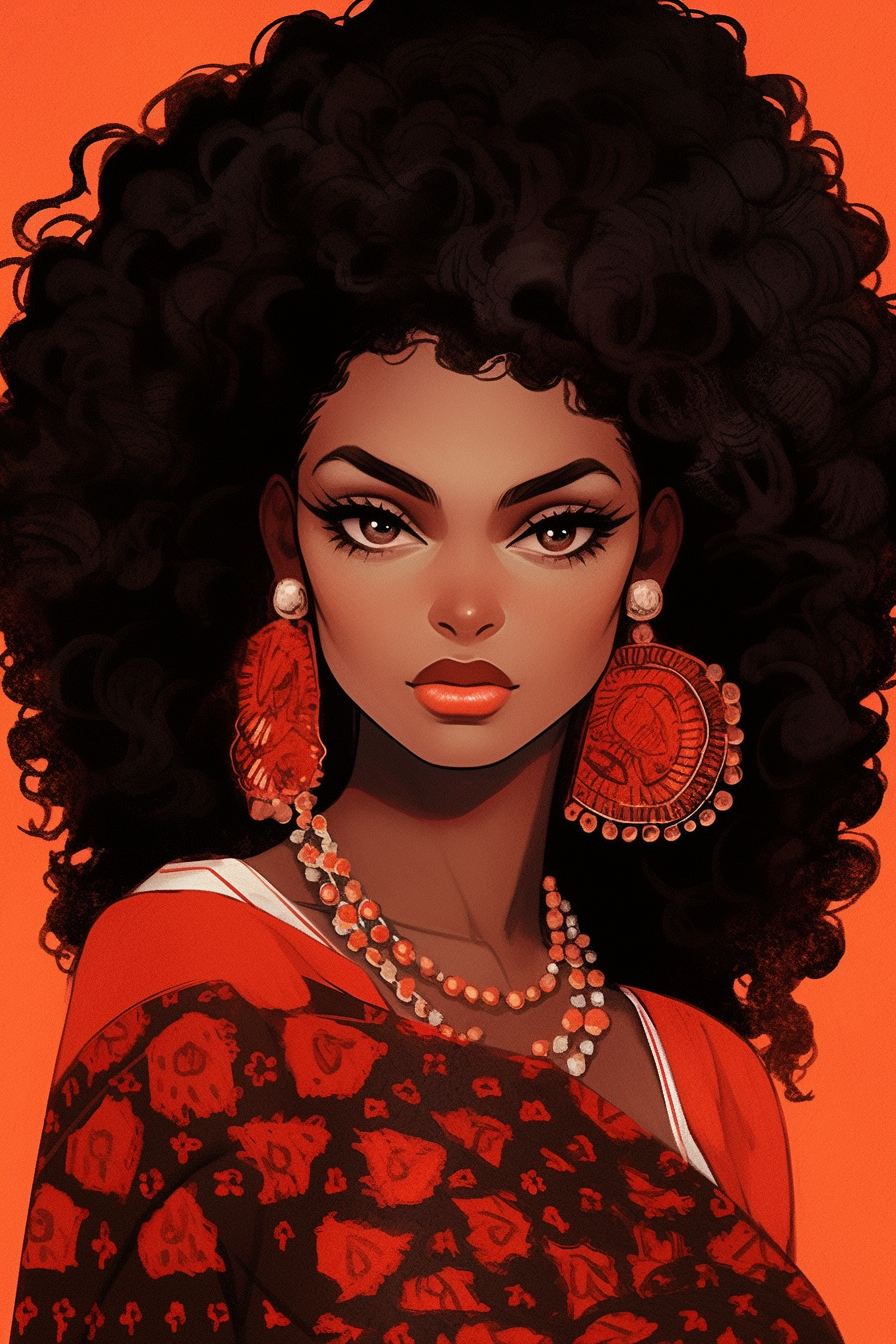 صورة مولدة بالذكاء الاصطناعي: Midjourney prompt: A vibrant and lively person, African-American Art ... (نموذج Midjourney - صور شخصية)