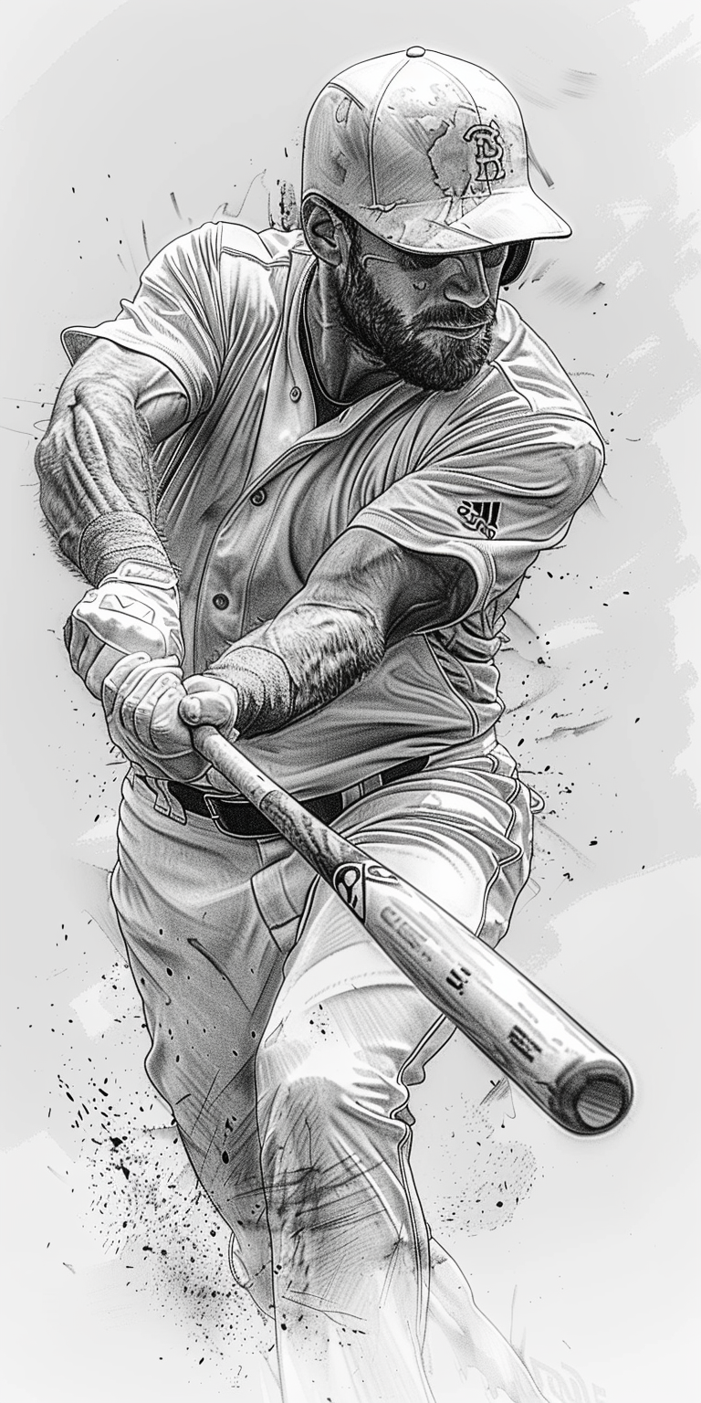 صورة مولدة بالذكاء الاصطناعي: Midjourney prompt: Line art drawing showing a face hitting a ball wit... (نموذج Midjourney - صور شخصية)