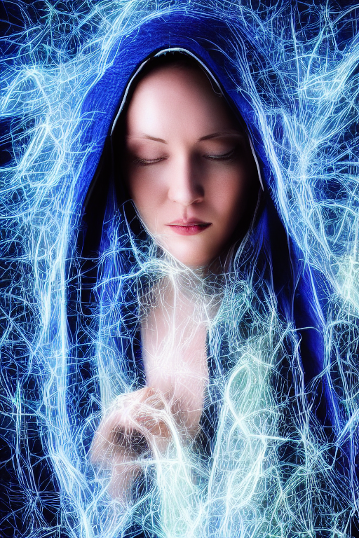 Stable Diffusion prompt: Beautiful woman, (weaving) blue ...