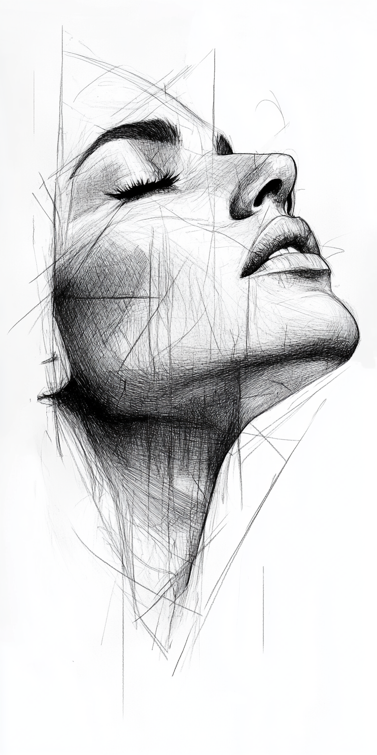 AI generated: Midjourney prompt: A minimalist sketch of a woman, delicate, very bas... (Midjourney - Portraits)