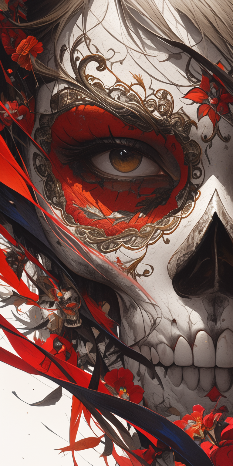 AI generated: Midjourney prompt: the skull, day of the dead art by linyu hong, in t... (Midjourney - Character Design)