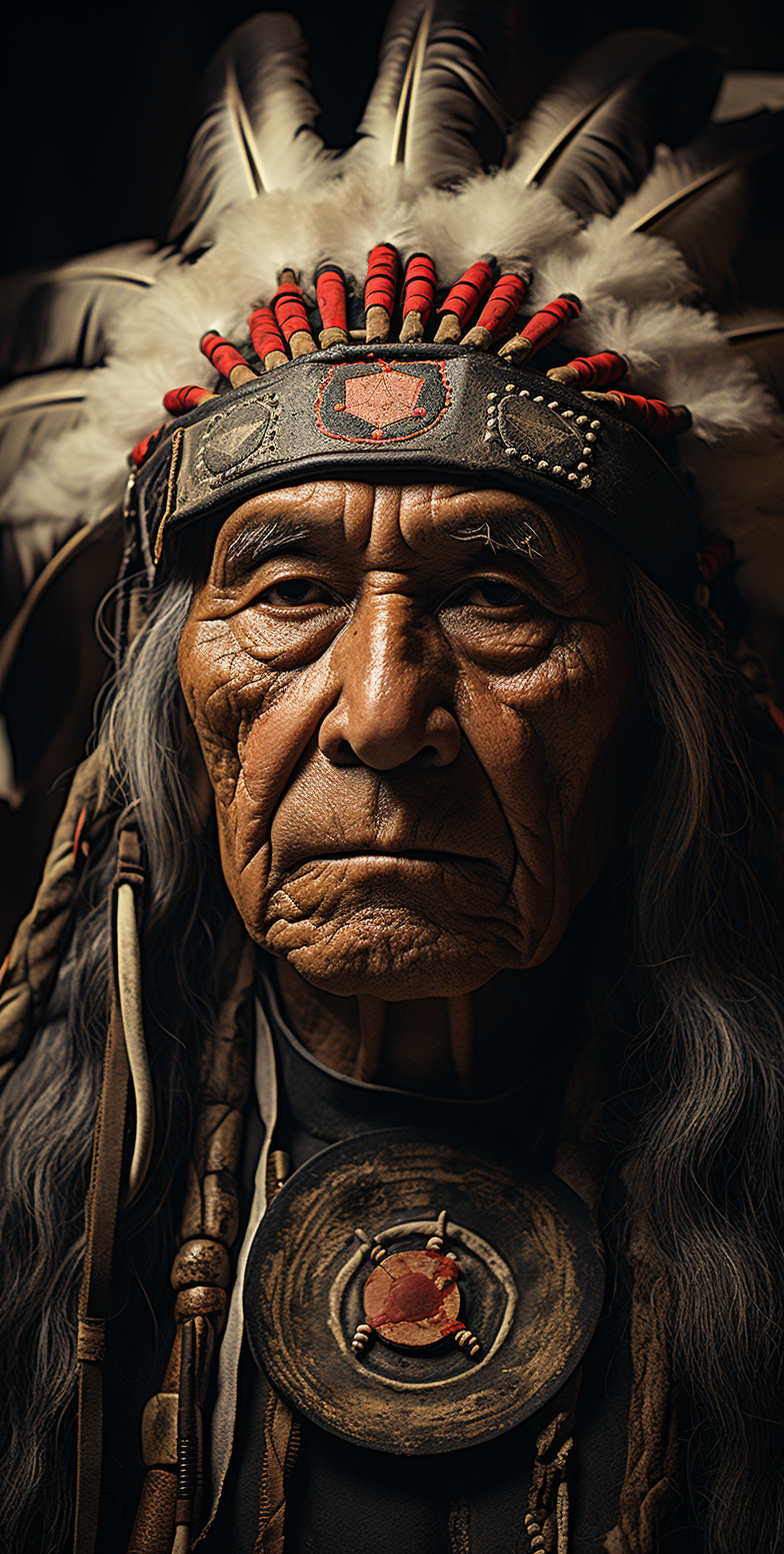 Midjourney prompt: a vintage black and white photo of a Native Americ... - Midjourney