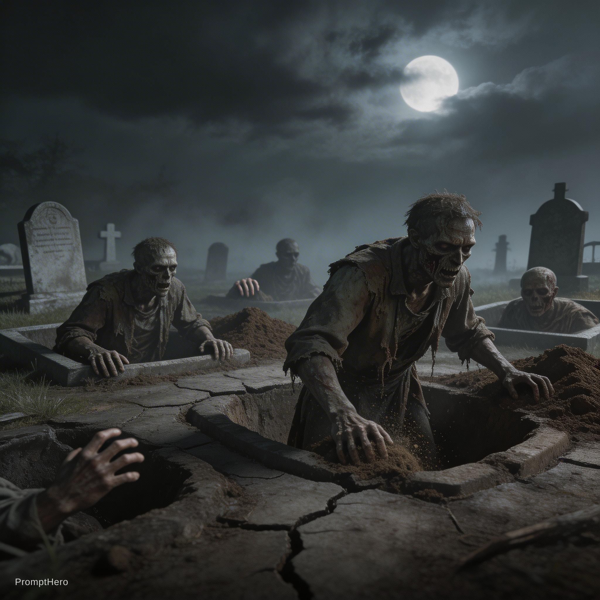AI generated: Seedream 5 prompt: The dead rise from.the earth (Seedream 5 - Concept Art)