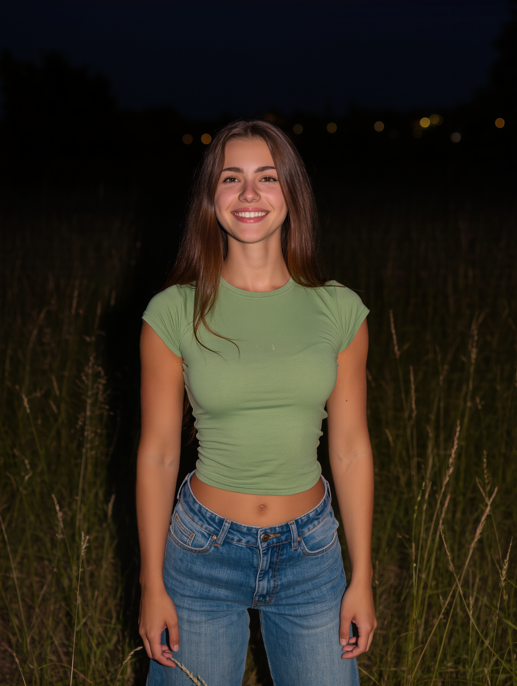 AI generated: A woman stands alone in an overgrown grass field o... (PromptHero - Portraits)