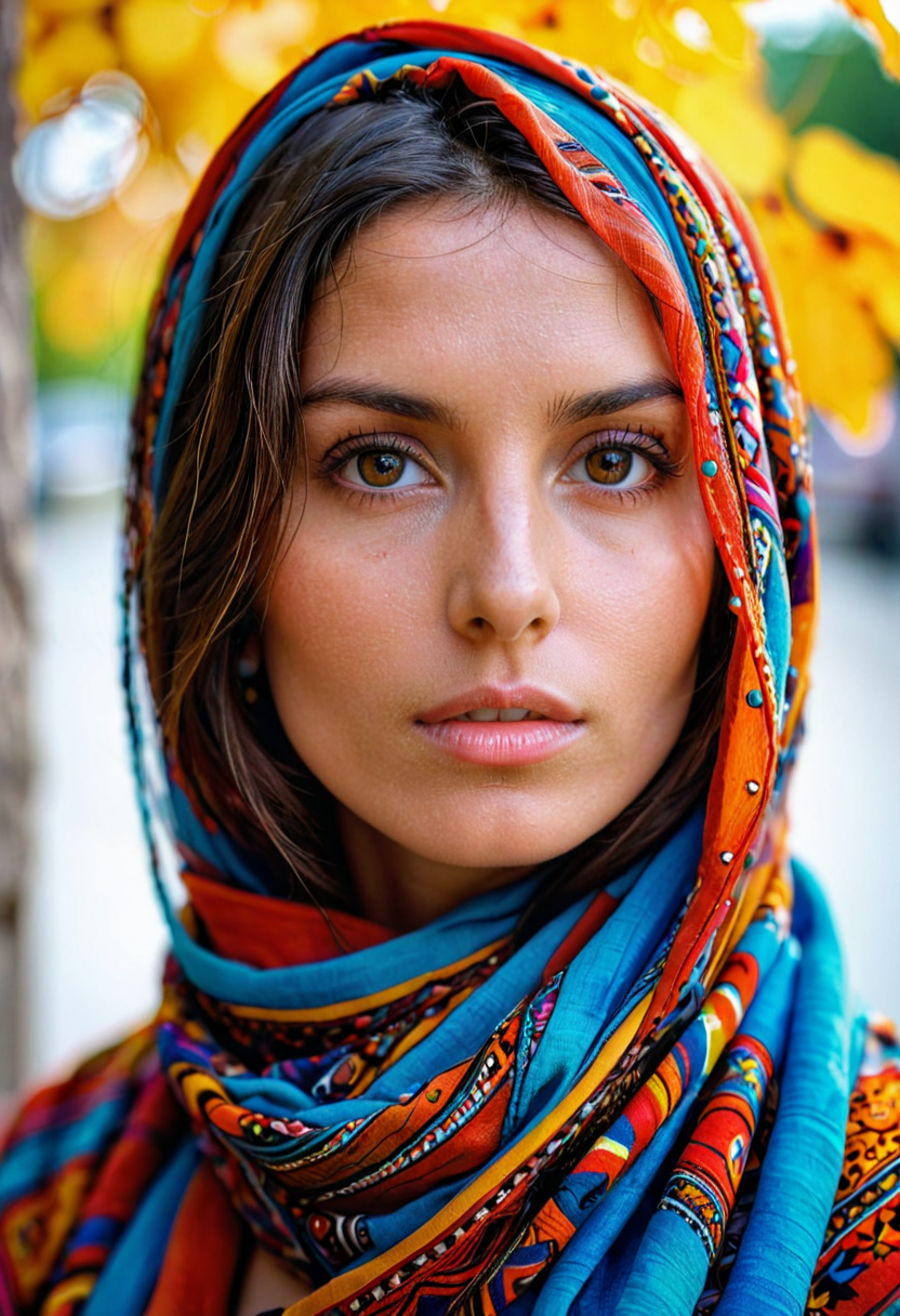 صورة مولدة بالذكاء الاصطناعي: Stable Diffusion prompt: HDR photo of extreme close-up of a woman wrapped i... (نموذج Stable Diffusion - تصوير فوتوغرافي)