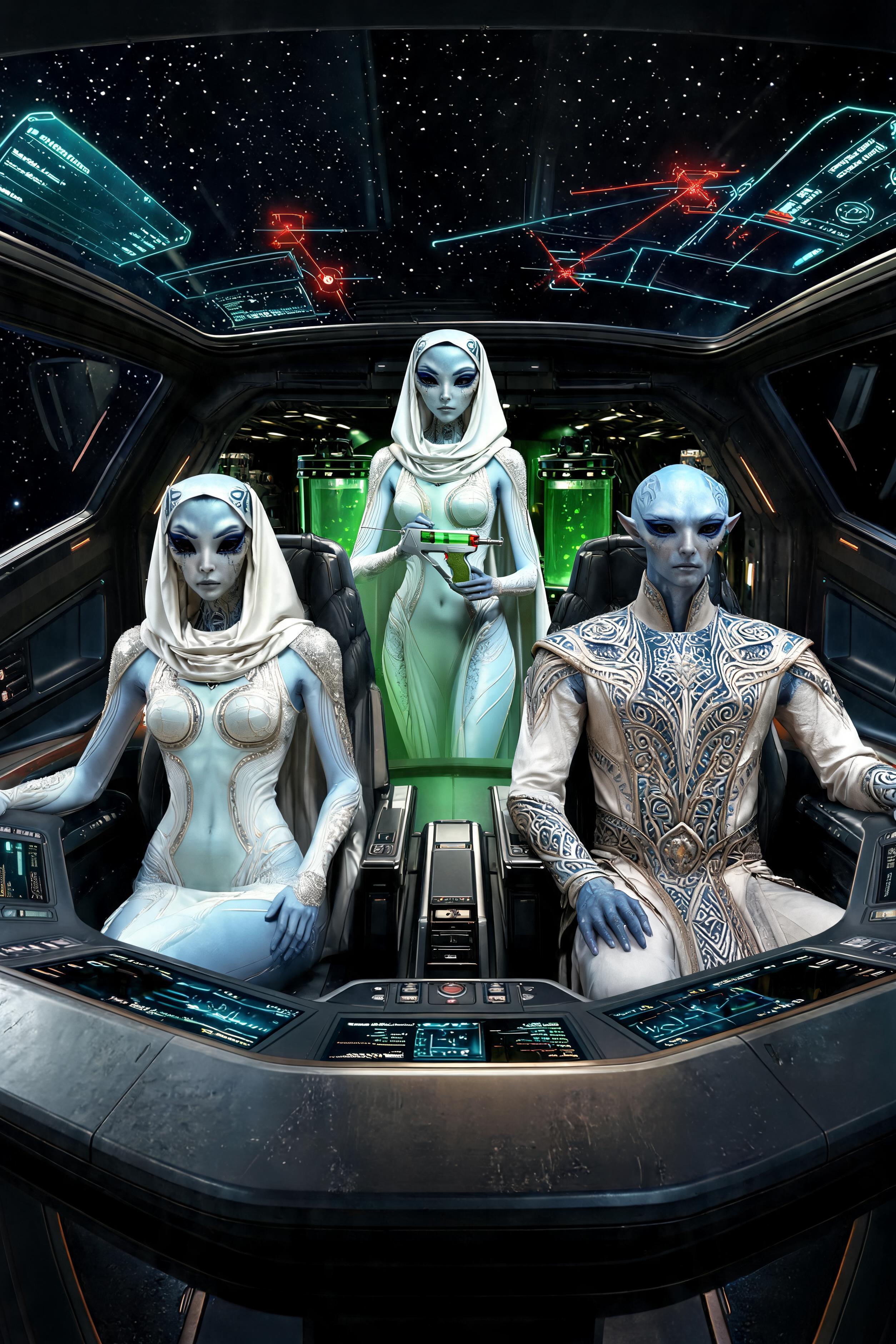 صورة مولدة بالذكاء الاصطناعي: Seedream 5 prompt: Ultra-detailed cinematic sci-fi spacecraft cockpit... (نموذج Seedream 5 - فن مفاهيمي)