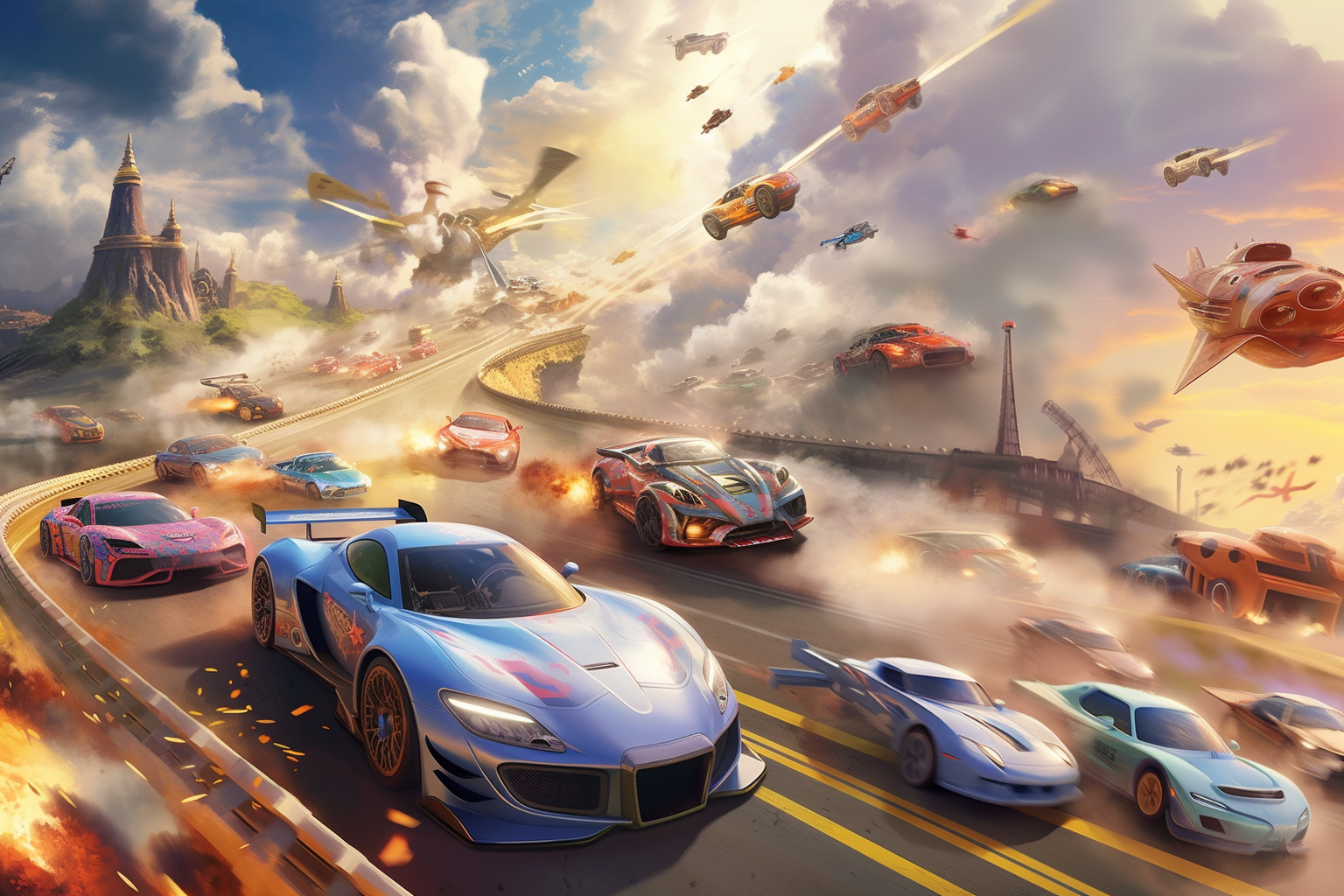 صورة مولدة بالذكاء الاصطناعي: Fast and furious in fantasy world (نموذج Midjourney - تصوير فوتوغرافي)