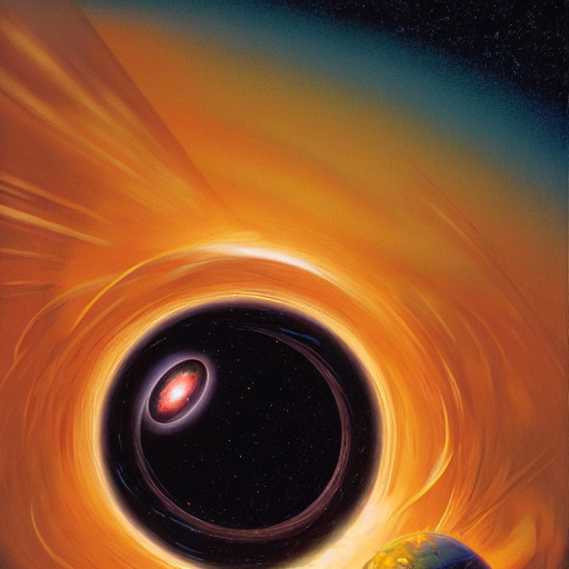 Stable Diffusion prompt: cinematic view of a black hole w...