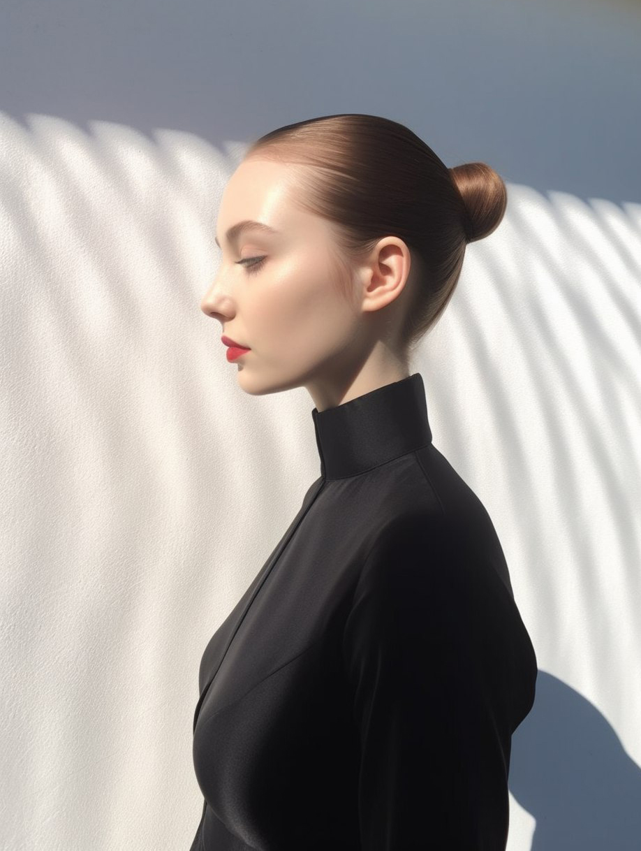 Midjourney prompt: a woman standing in front of a white wall, inspire... - Midjourney