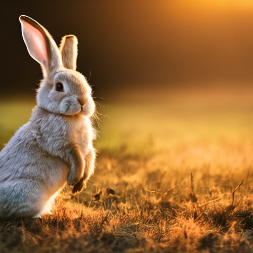 AI generated: Stable Diffusion prompt: photo of bunny hugging another bunny, dramatic lig... (Stable Diffusion - Photography)