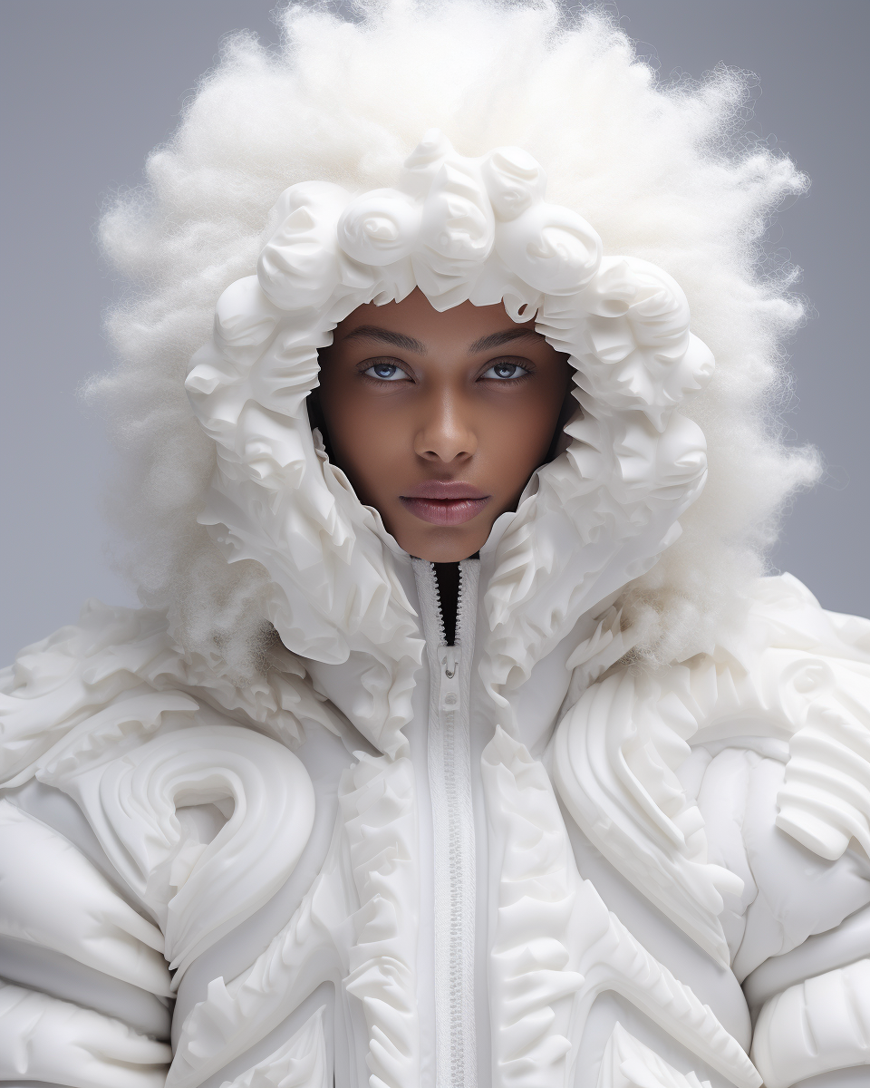 AI generated: Midjourney prompt: beautifull afro 26 y.o girl, model, white hair in ... (Midjourney - Photography)