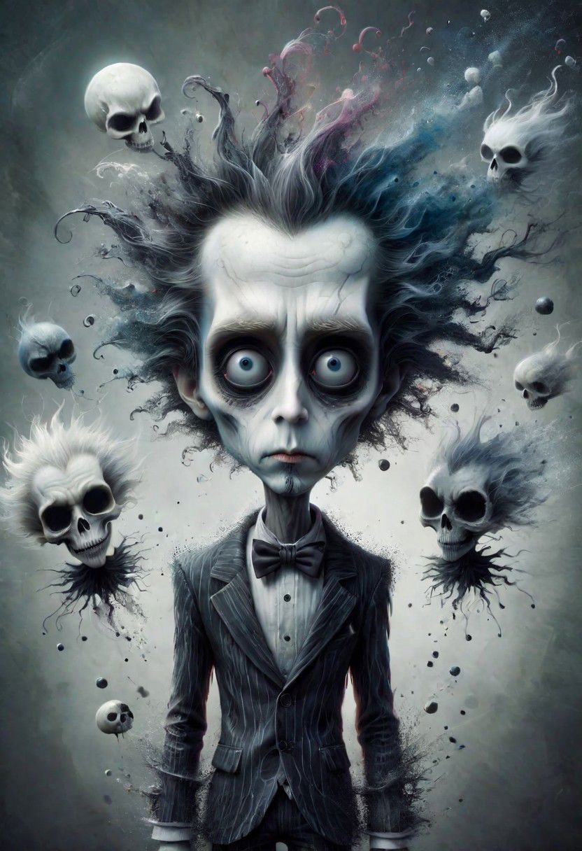 AI generated: Stable Diffusion prompt: DEassiduous, style of Tim Burton ral-dissolve (Stable Diffusion - Character Design)