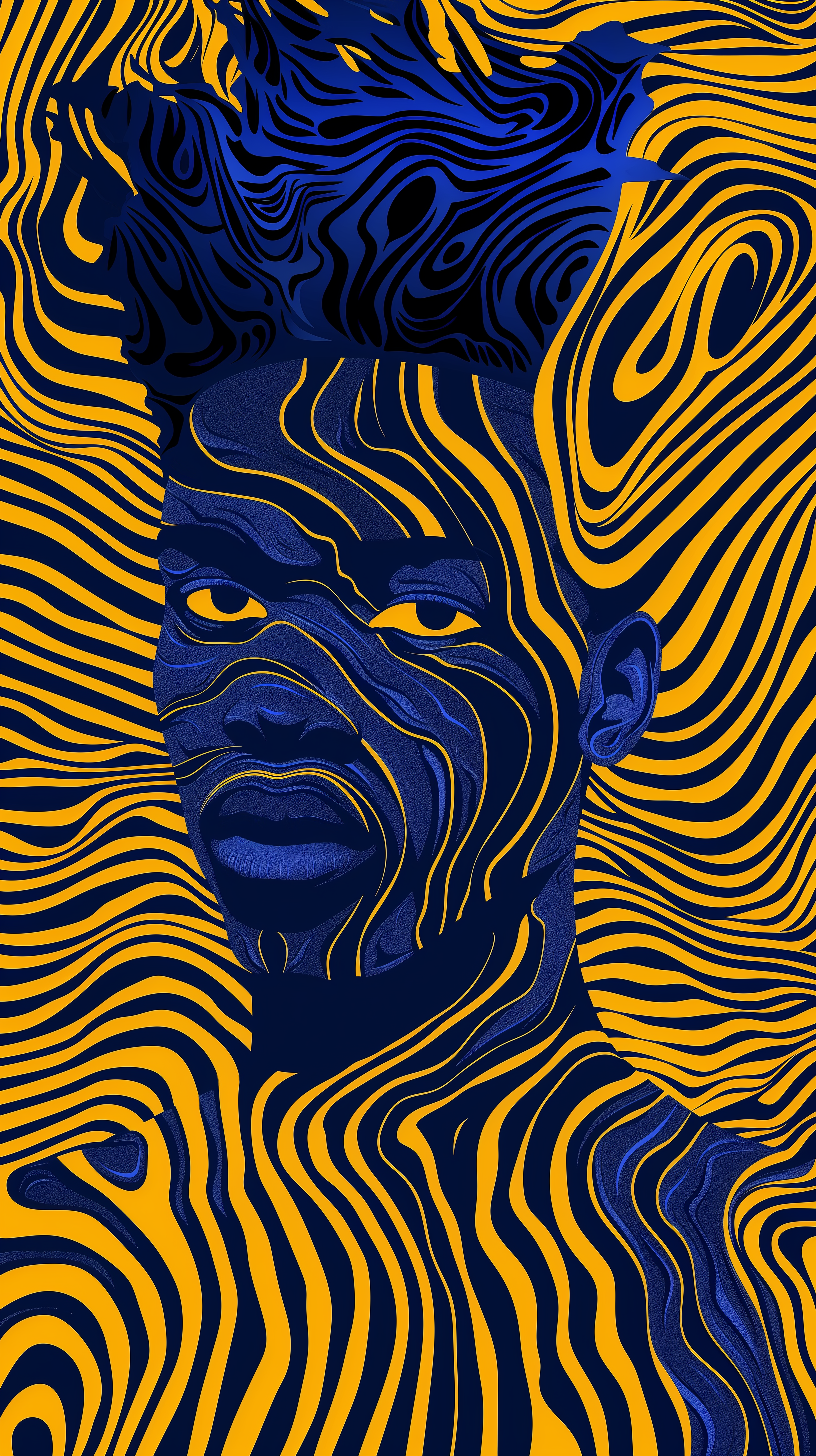 AI generated: Midjourney prompt: illustration art, upper-body, black man, gaze, yel... (Midjourney - Portraits)