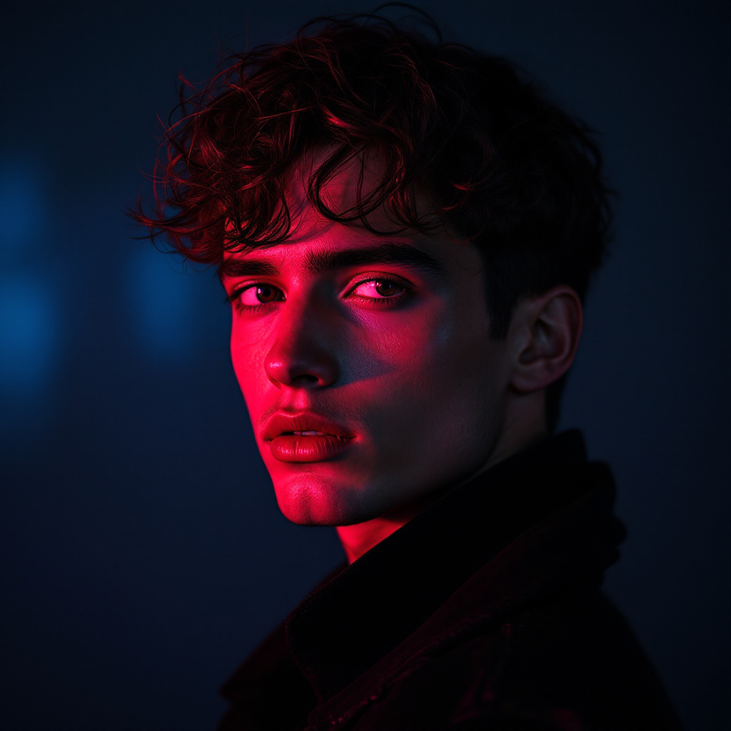 AI generated: FLUX prompt: fashion editorial, a portrait of young man is stud... (FLUX - Fashion)