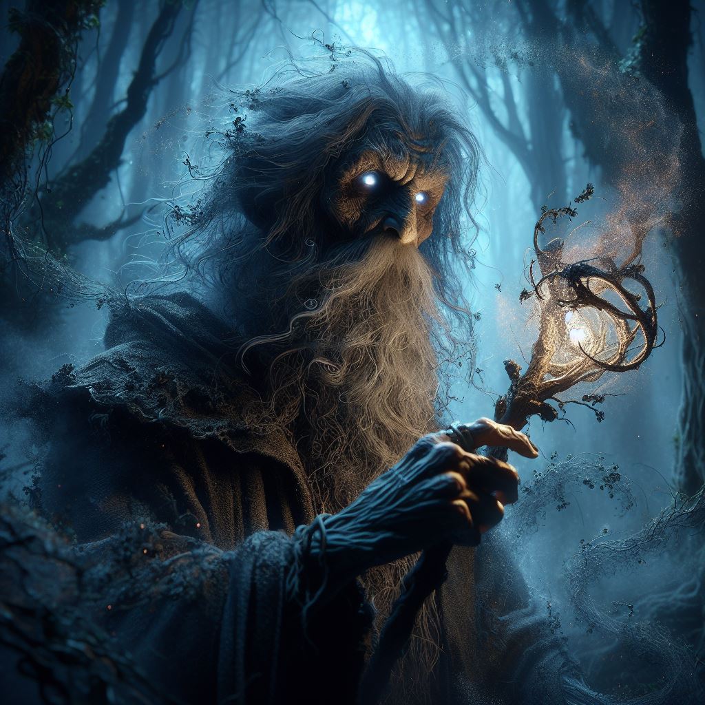 AI generated: DALL·E prompt: In a dark, mist-shrouded forest, Malakai, a cunnin... (DALL·E - Character Design)