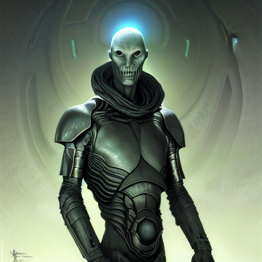 Stable Diffusion prompt: grey alien, friendly peaceful, h...