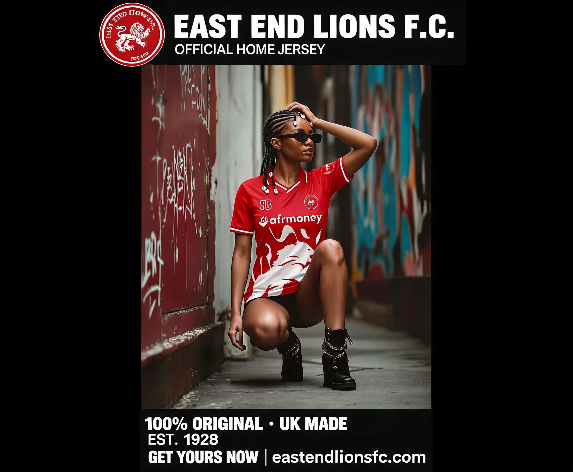 AI generated: Seedream 5 prompt: 00% Original from the UK . East End Lions Jersey ... (Seedream 5 - Concept Art)