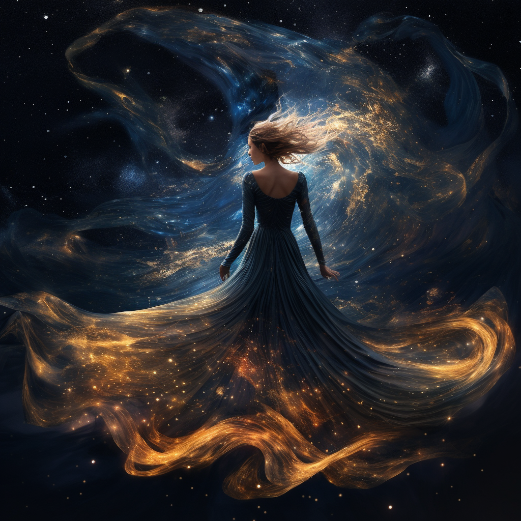 AI generated: Midjourney prompt: She is the night sky (Midjourney - Concept Art)