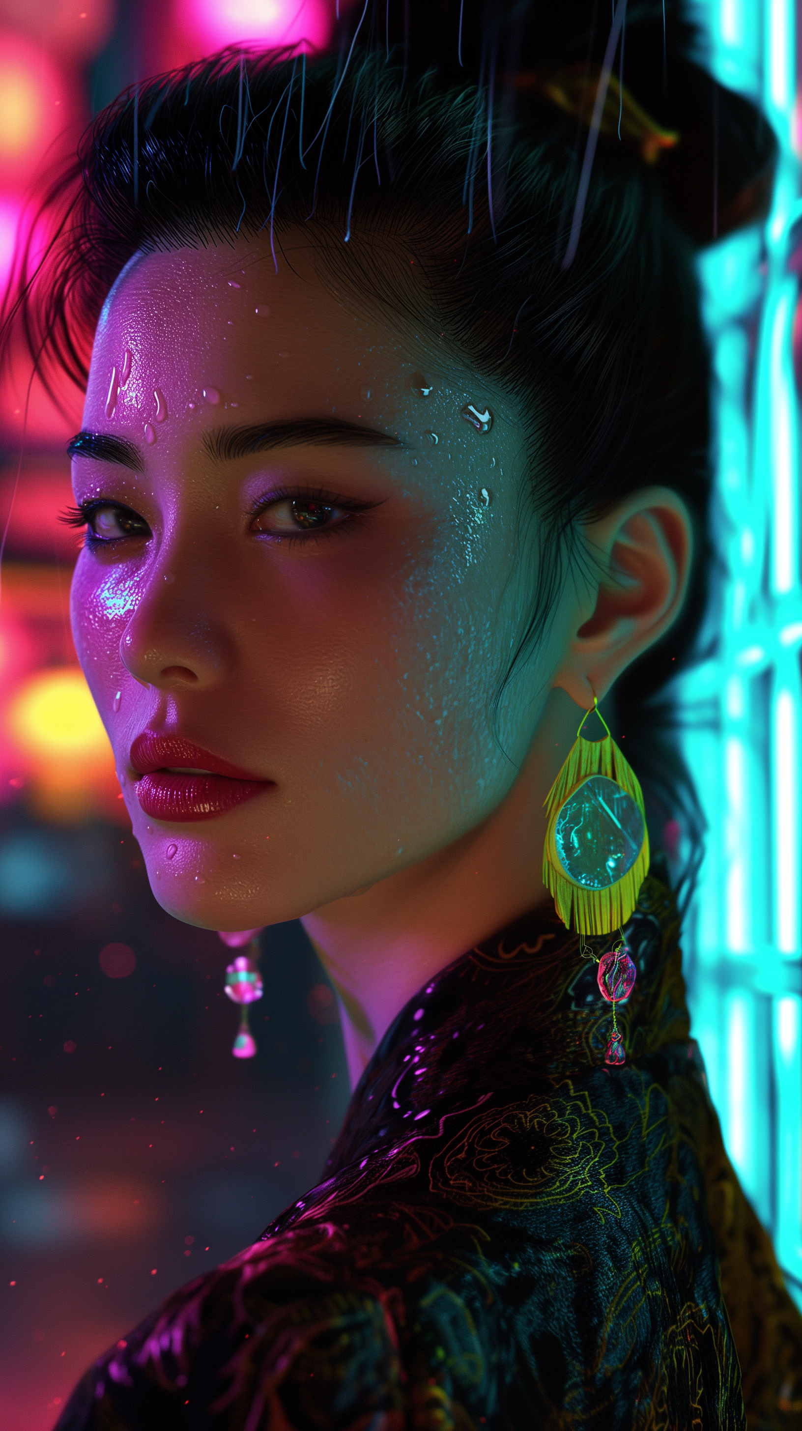 Midjourney prompt: Half-body portraits, mid-age Chinese mature woman,... - Midjourney