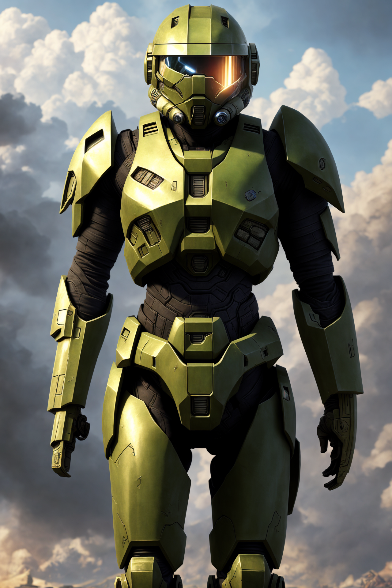 صورة مولدة بالذكاء الاصطناعي: Deliberate prompt: Master Chief from the game Halo holding a beer mug... (نموذج Deliberate - Character Design)