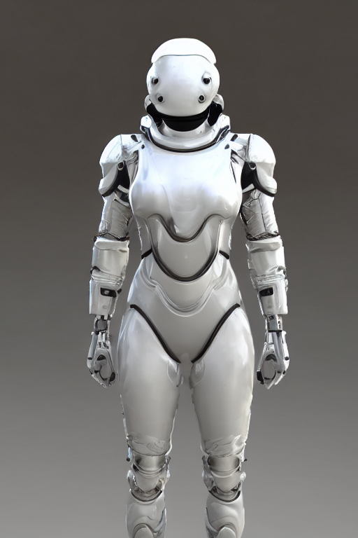 Stable Diffusion prompt: white sci-fi female armor with c...