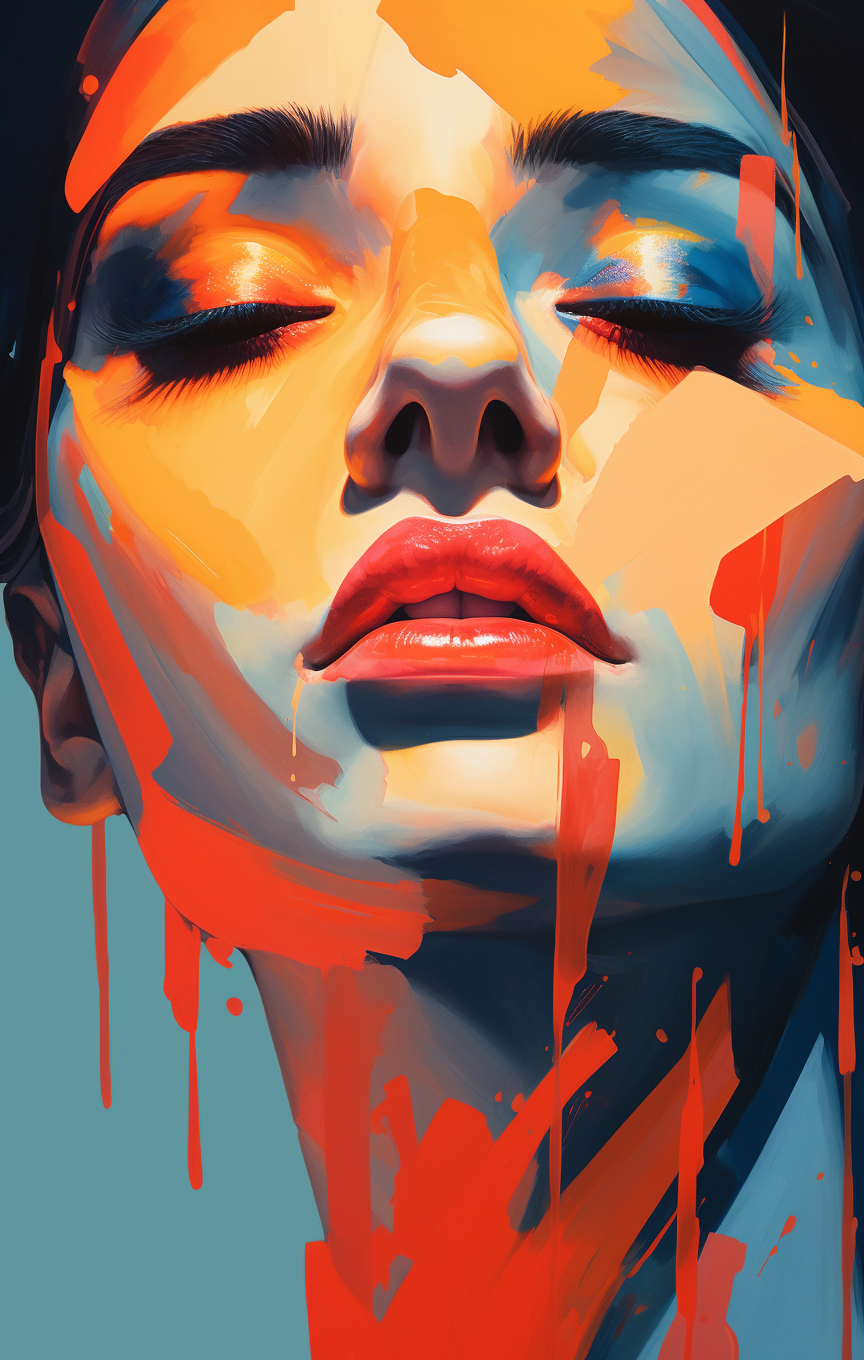 AI generated: Midjourney prompt: a poster of a woman's face, in the style of soft g... (Midjourney - Portraits)