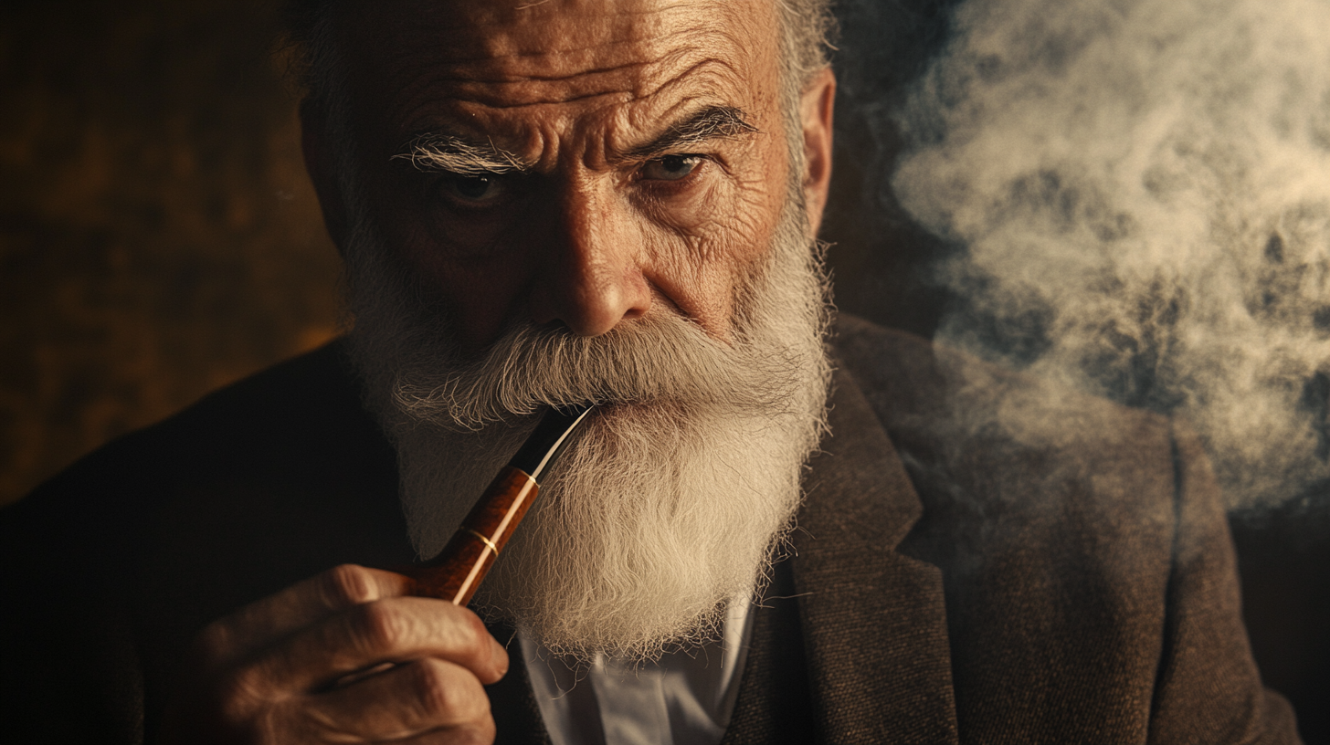 صورة مولدة بالذكاء الاصطناعي: Midjourney prompt: 920s Portrait of an old man in a full suit white b... (نموذج Midjourney - صور شخصية)