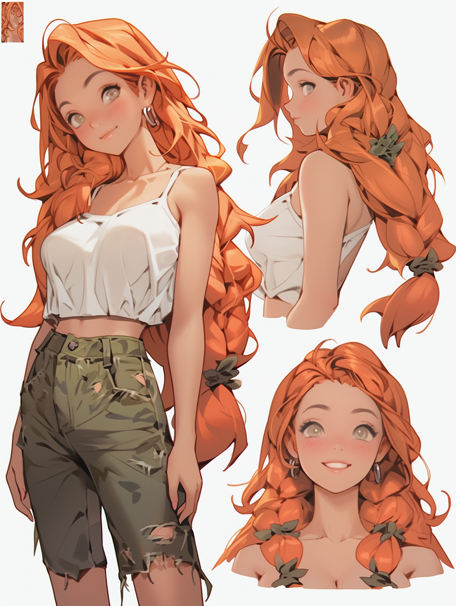 AI generated: 二次元人物插画多角度生成 (Midjourney - Character Design)