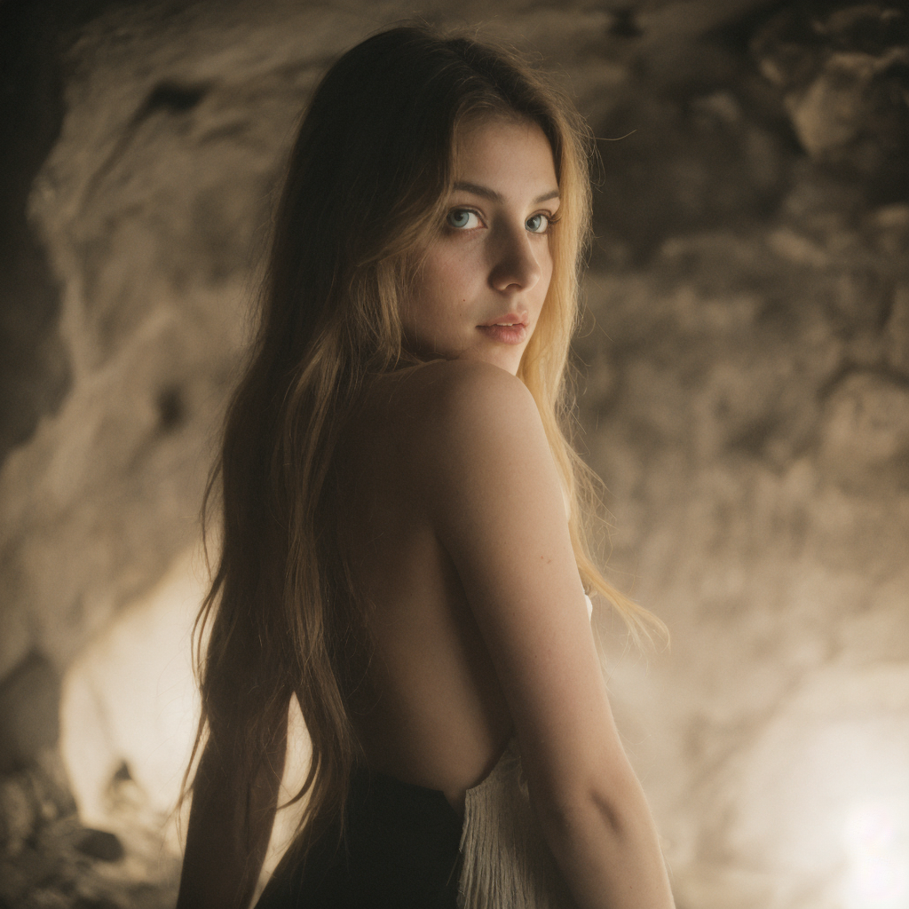 AI generated: epiCPhotoGasm prompt: Her back to the camera, standing infront an old ov... (epiCPhotoGasm - Portraits)