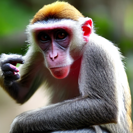 Stable Diffusion prompt: monkey smoking with red eyes