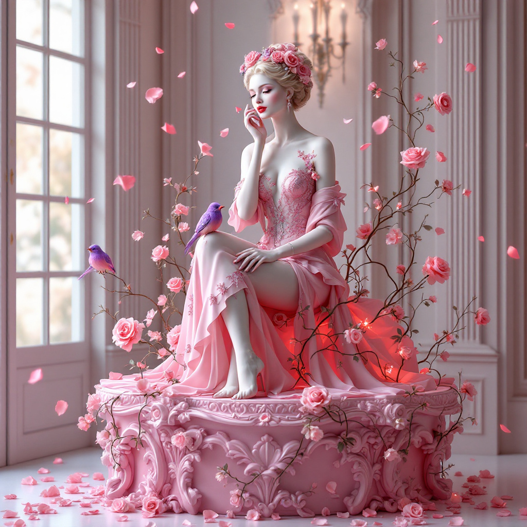 صورة مولدة بالذكاء الاصطناعي: FLUX prompt: Prompt: Create a realistic image: "An elegant, det... (نموذج FLUX - صور شخصية)