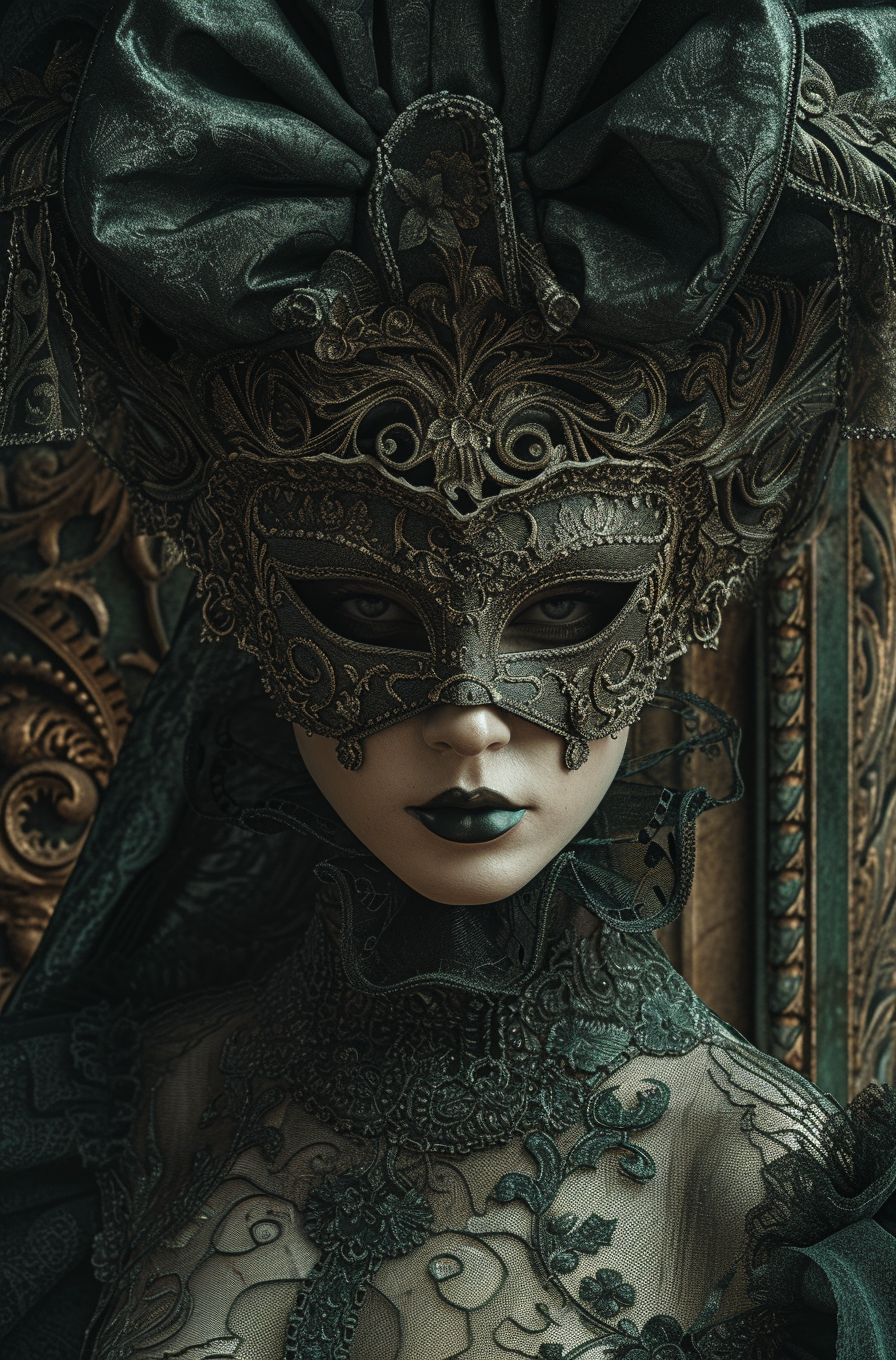 AI generated: Midjourney prompt: gothic goth with a black mask, in the style of kar... (Midjourney - Concept Art)