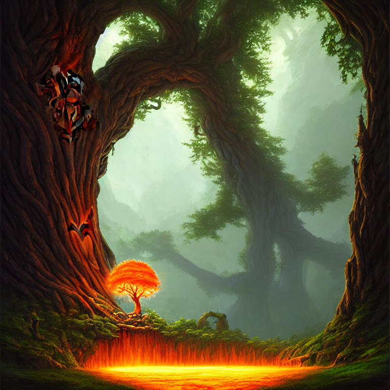 Stable Diffusion prompt: a beautiful giant tree growing i...