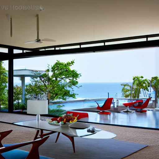 Stable Diffusion prompt: Mid century modern house, overlo...