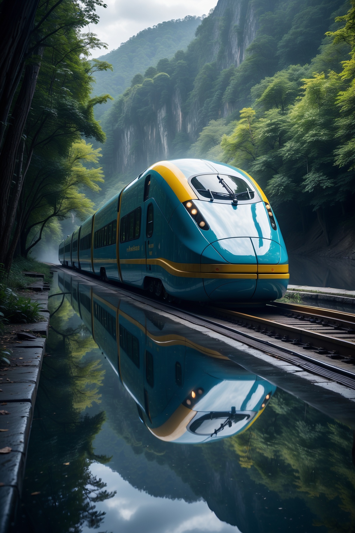 صورة مولدة بالذكاء الاصطناعي: Futuristic Bullet Train (نموذج Stable Diffusion - تصوير فوتوغرافي)