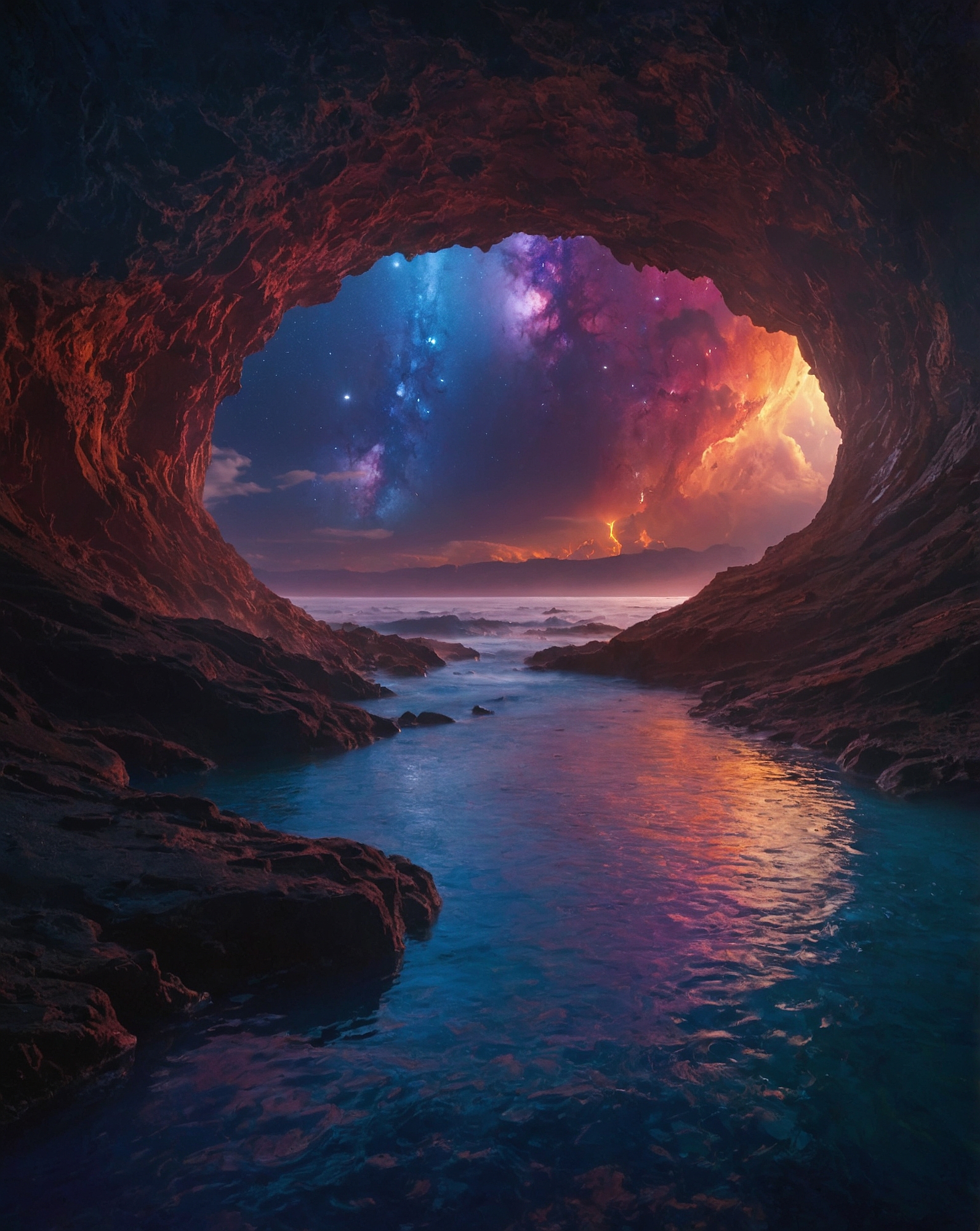 AI generated: Stable Diffusion prompt: A dazzling, otherworldly portal in the shape of a ... (Stable Diffusion - Landscapes)