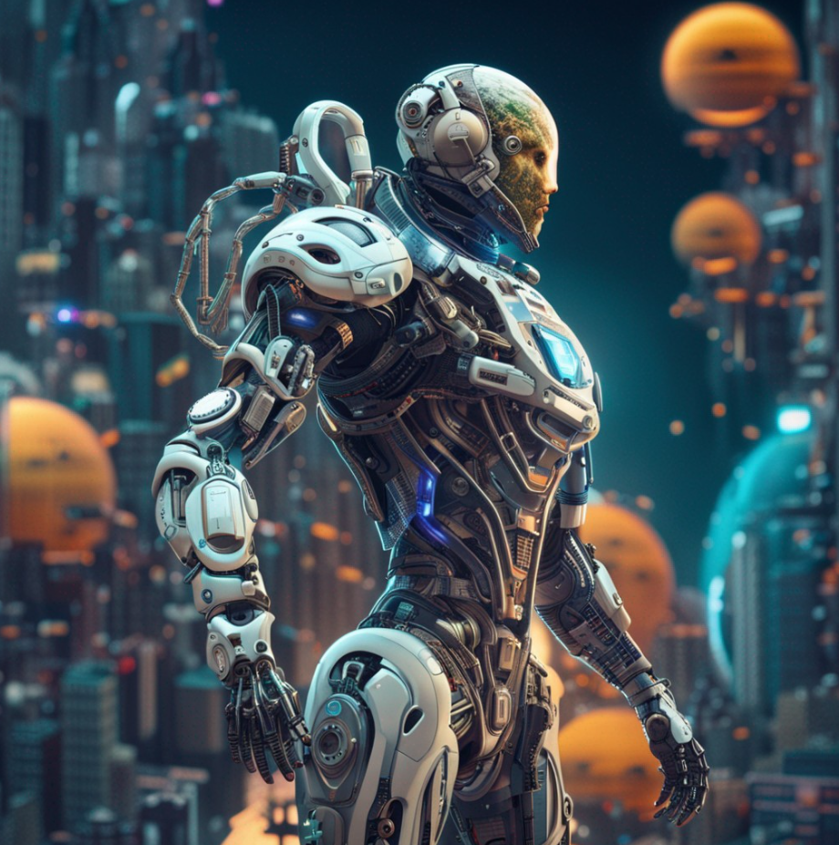 Stable Diffusion prompt: cyborg in an exoskeleton, realis...