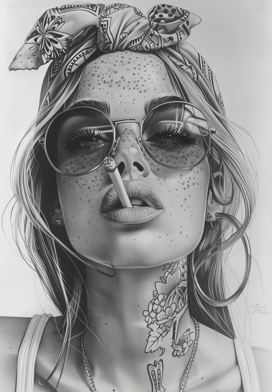 Midjourney prompt: detailed black and white drawing of an attractive ... - Midjourney